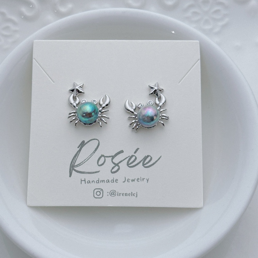 E179 S925 Akoya Sea Pearl Crab Earrings